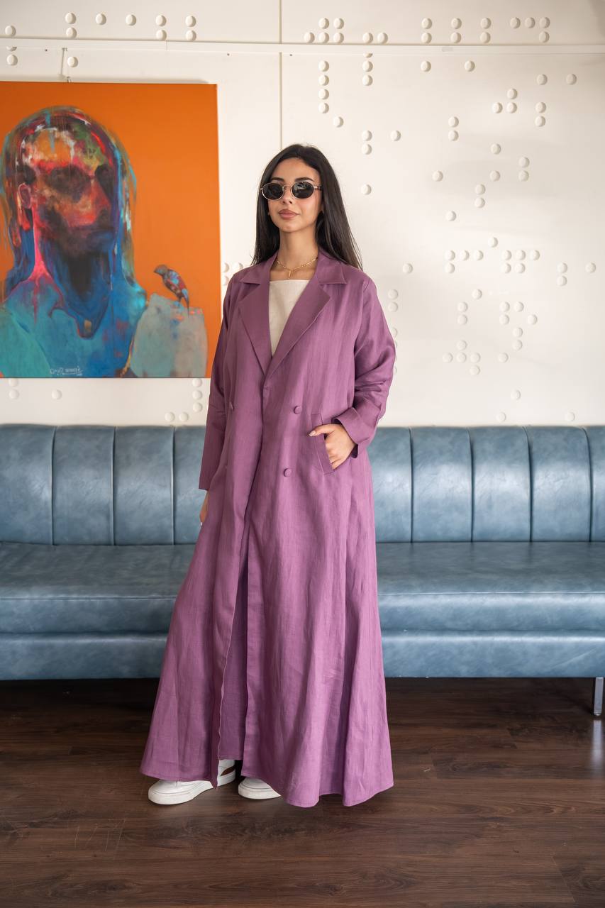 Purple Linen Abaya. C: 6779