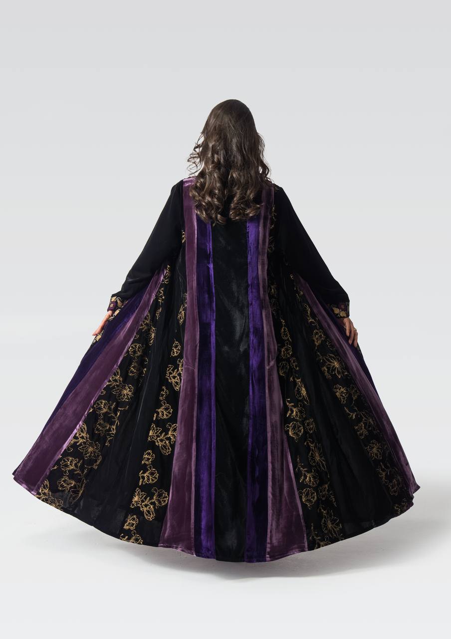Velvet abaya with embroidery.C:6834