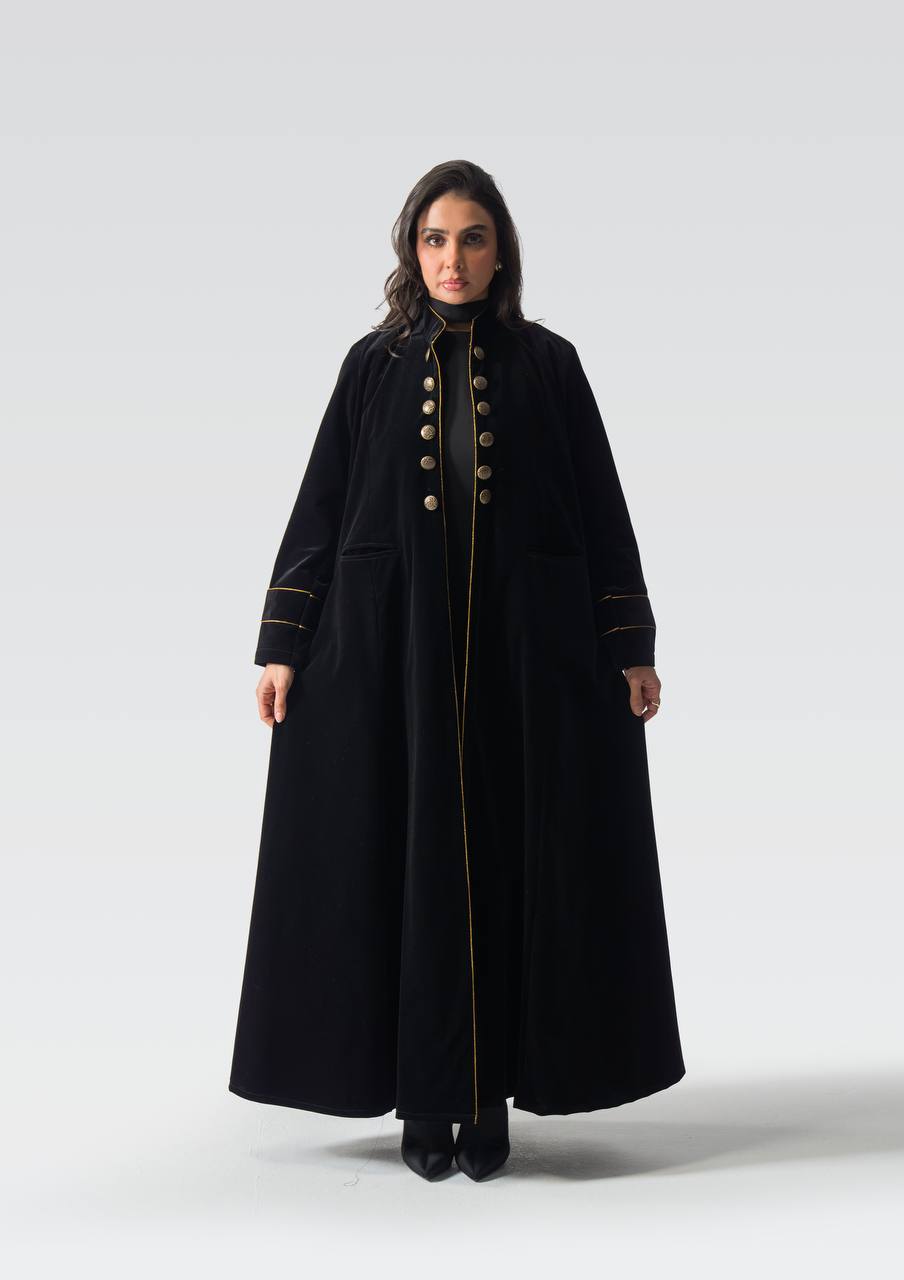 Black velvet abaya.C:6836 Black