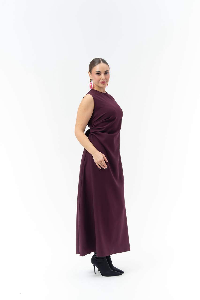 Burgundy crepe dress.C:257