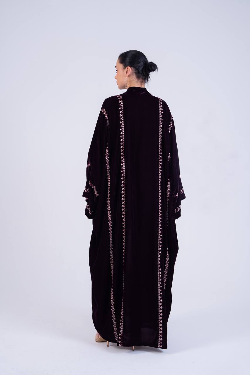 Embroidered velvet bisht.C:6854