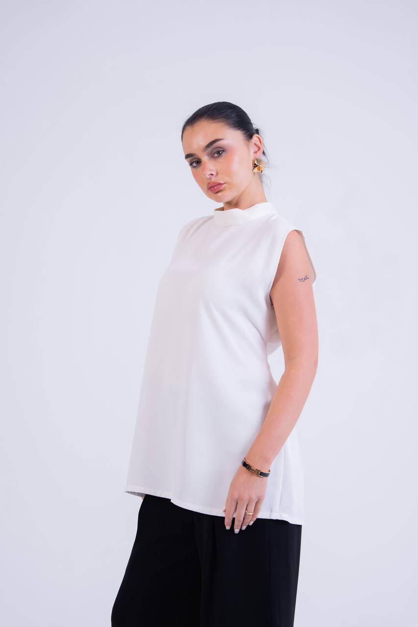Crepe blouse and trousers set.C:262 White