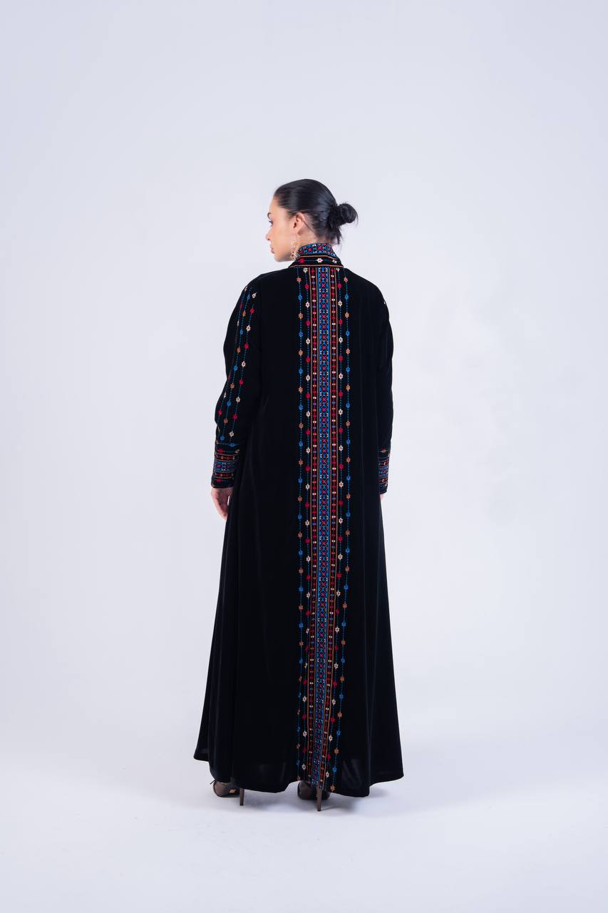 Embroidered velvet abaya.C:6851