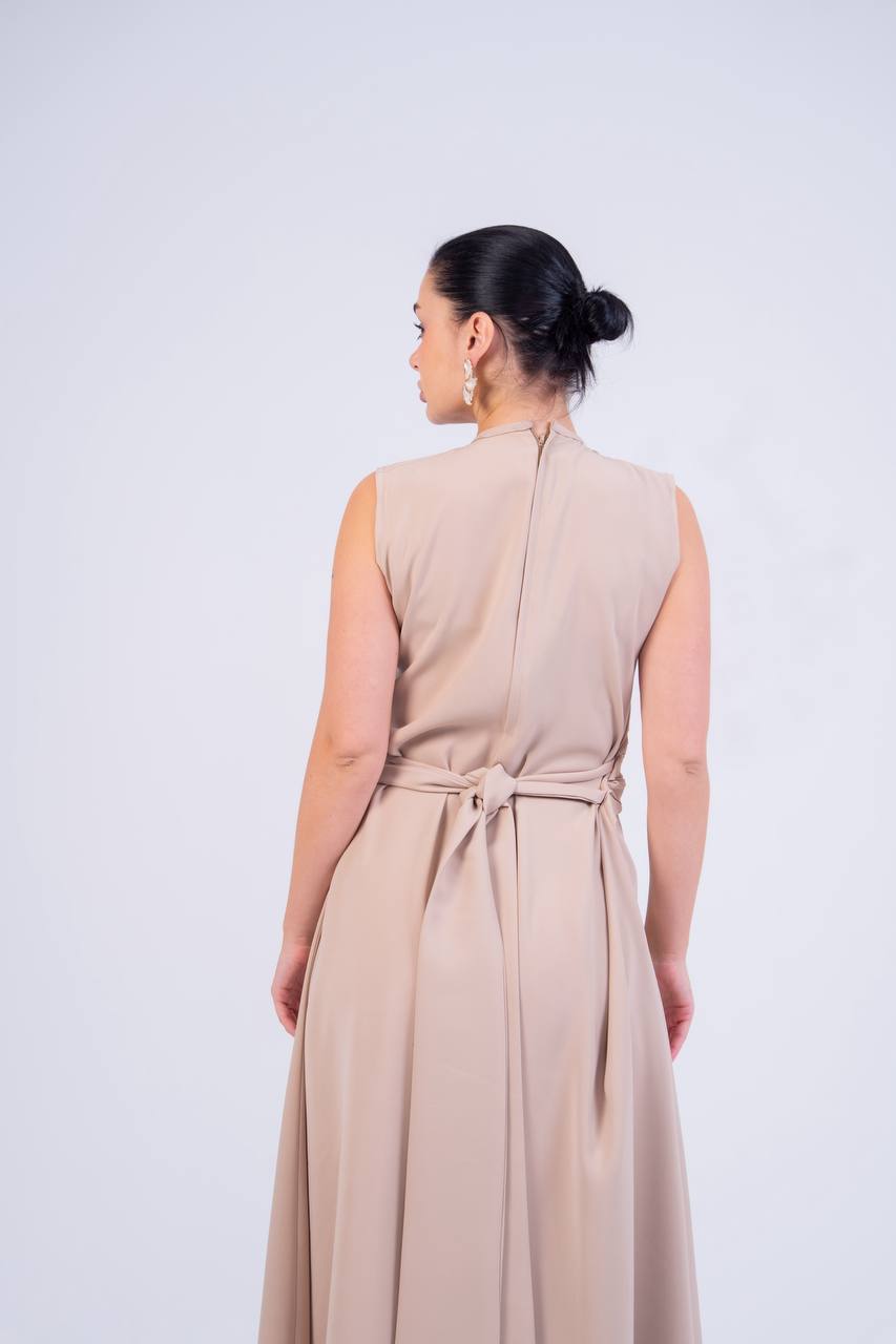 Beige crepe dress.C:266
