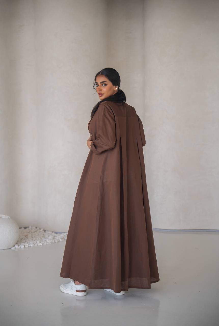 Brown blazer abaya with inner set, linen C:6642