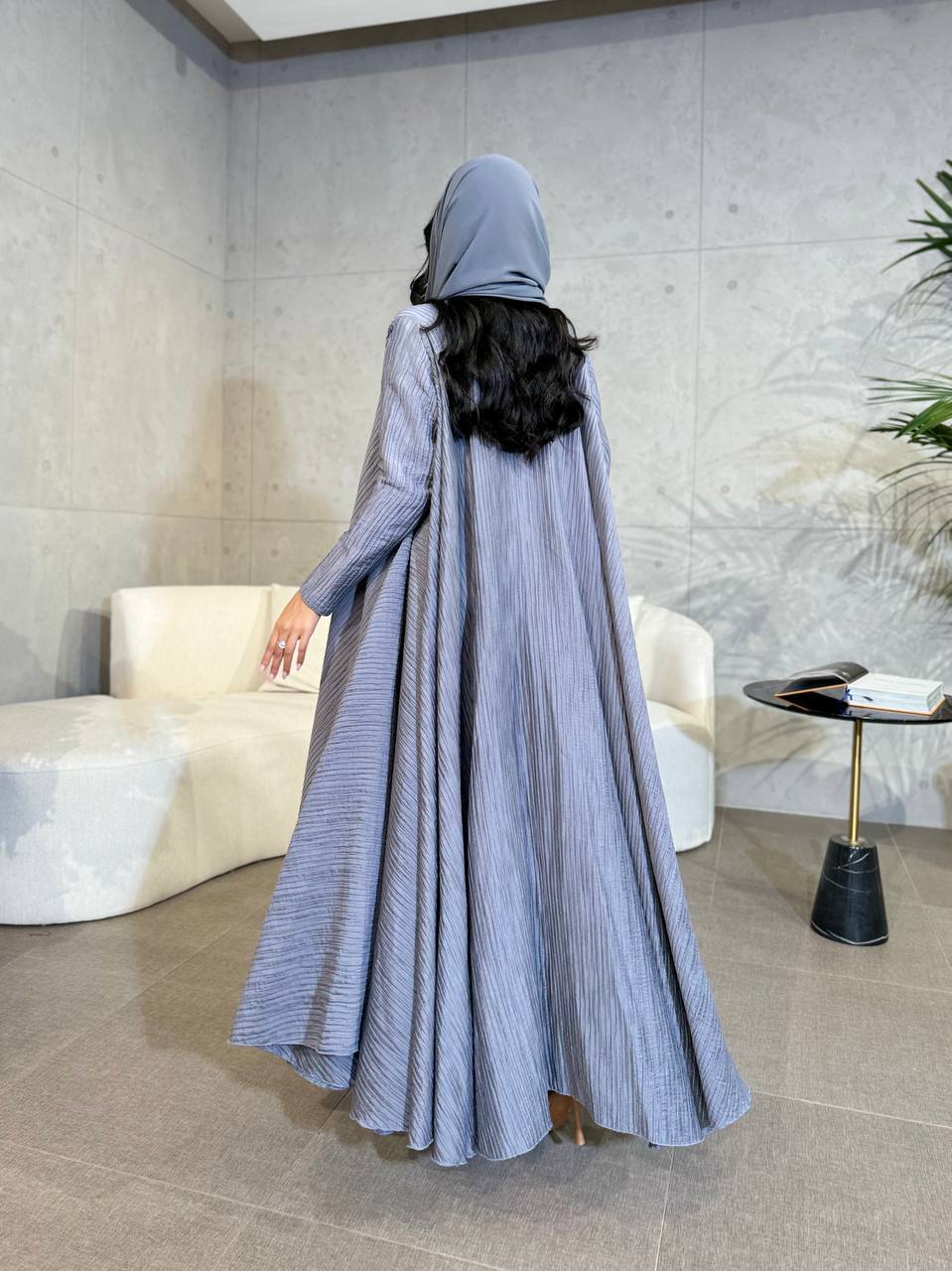 Crepe Abaya Grey C:6505 Gray (Free size)
