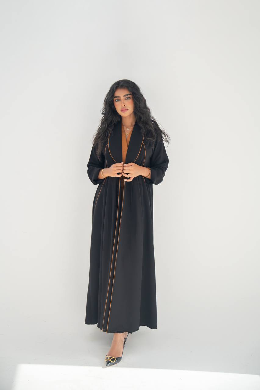 Black crepe blazer abaya C:6633 Black