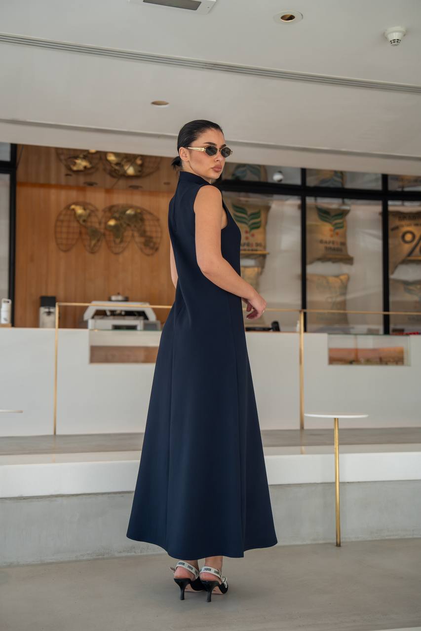 Navy crepe dress.C:217