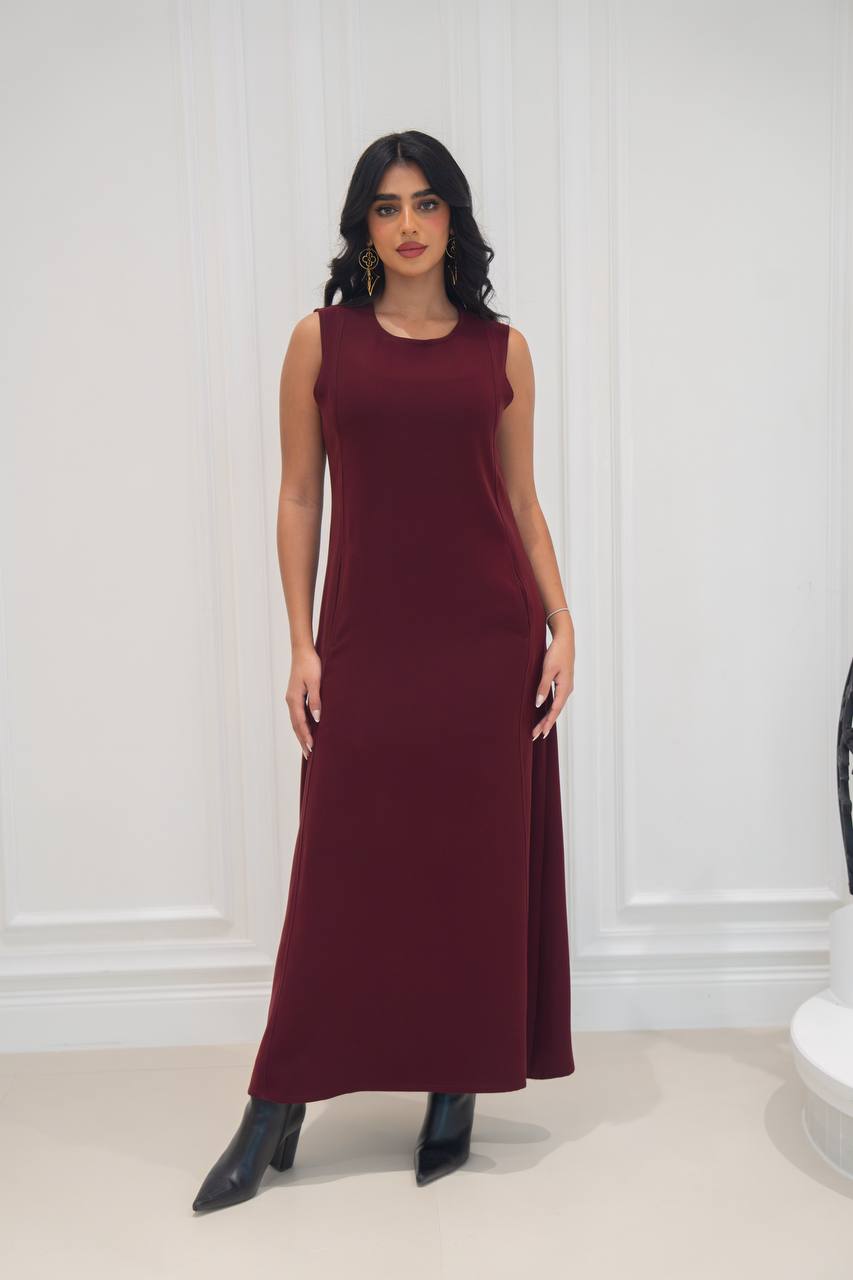 burgundy crepe dress. C:197