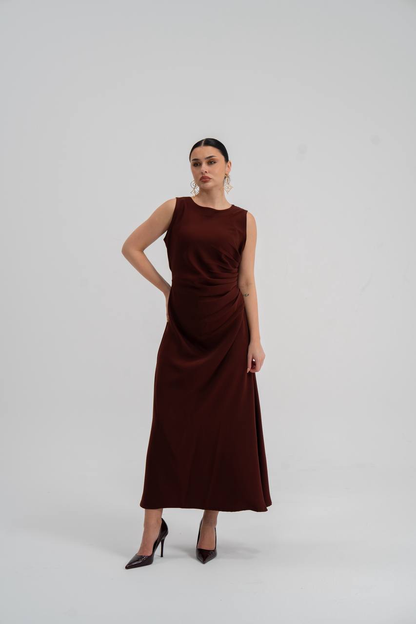 brown crepe dress. C:226