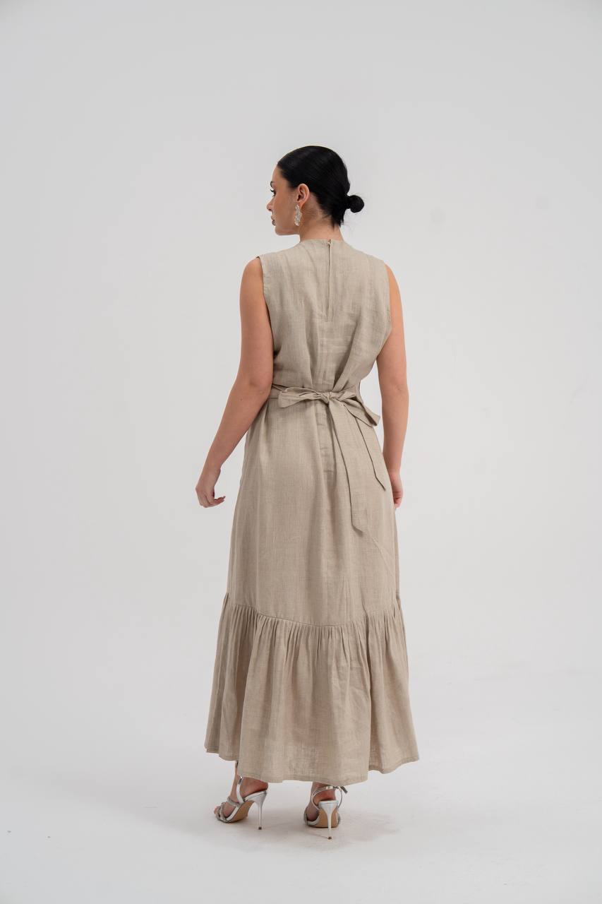 Abaya and dress set, linen with embroidery. C:6741