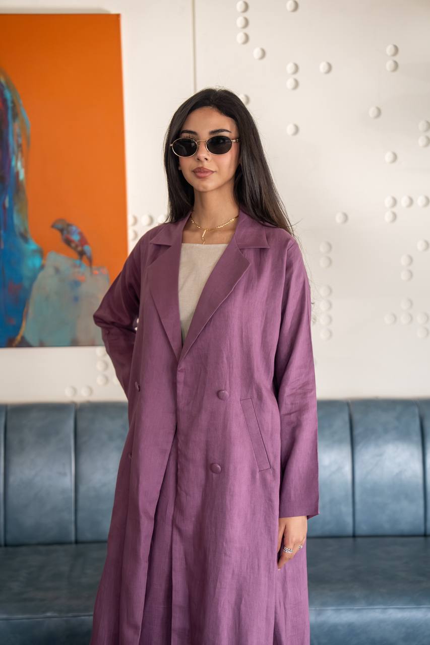 عباية لينن باللون البنفسجي . C: 6779