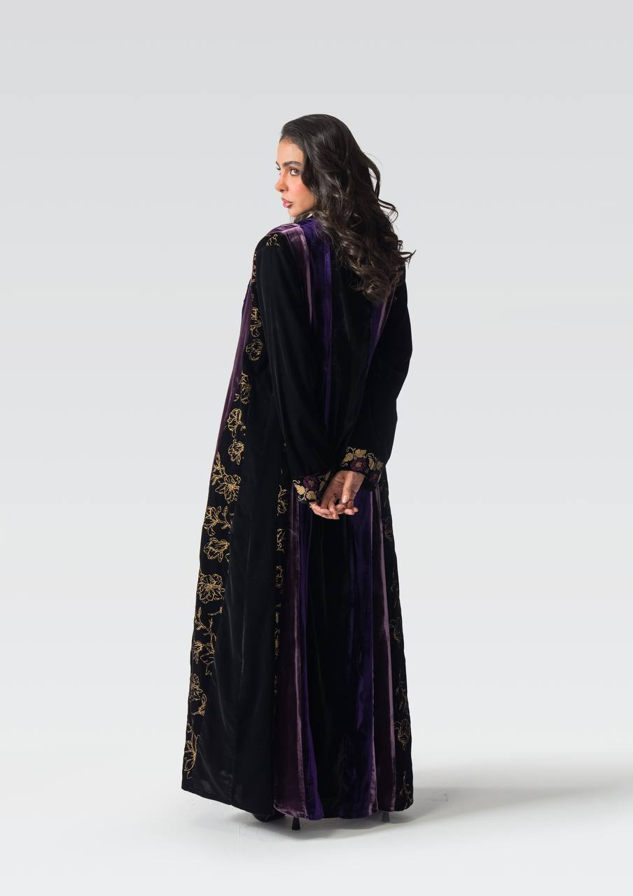 Velvet abaya with embroidery.C:6834