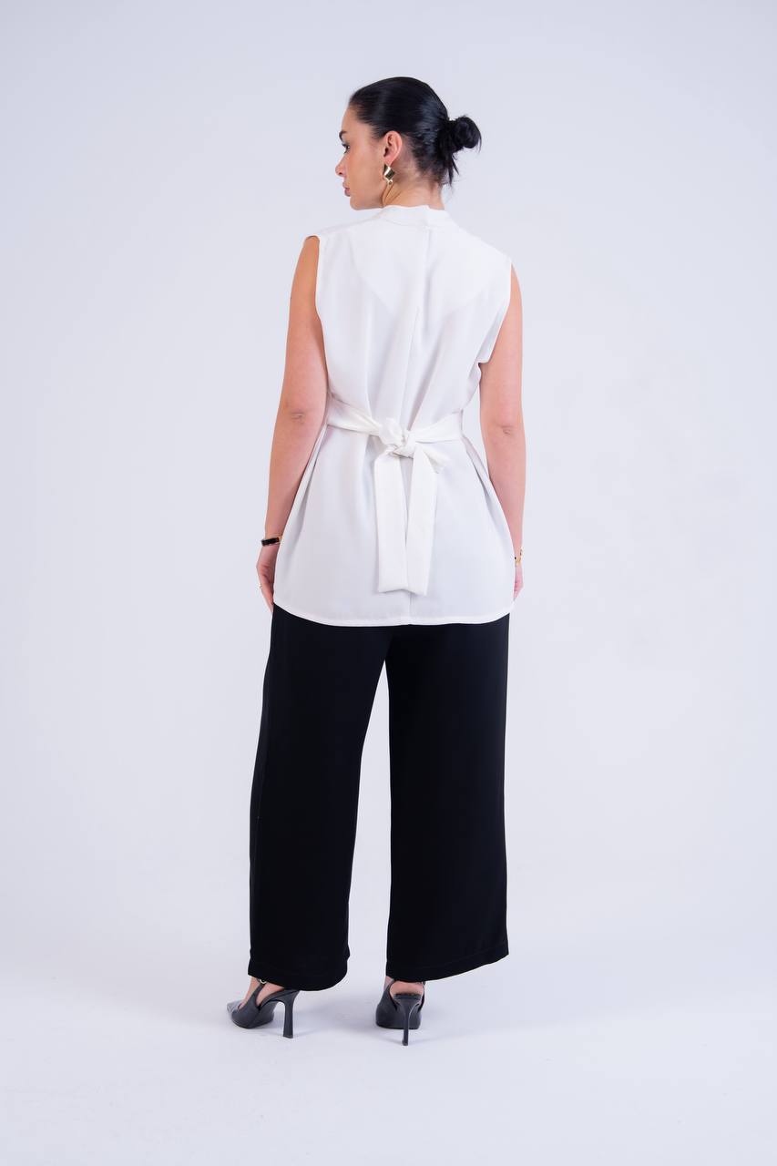 Crepe blouse and trousers set.C:262 White