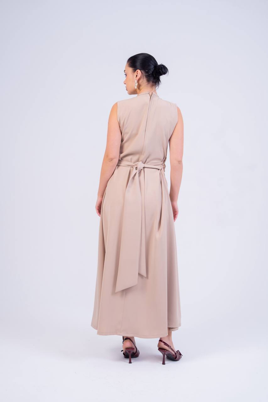 Beige crepe dress.C:266