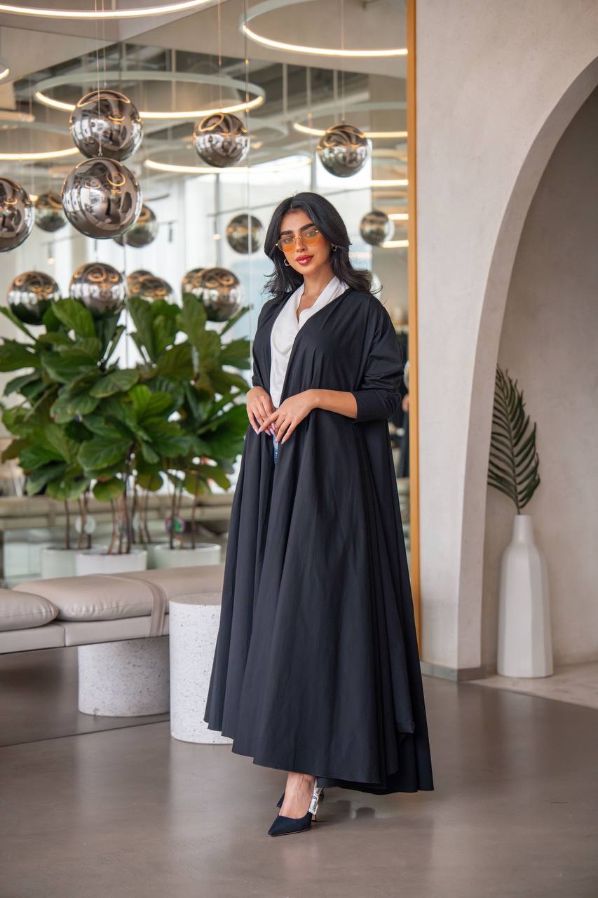Free size abaya, made of Zara cotton, in black C:6632