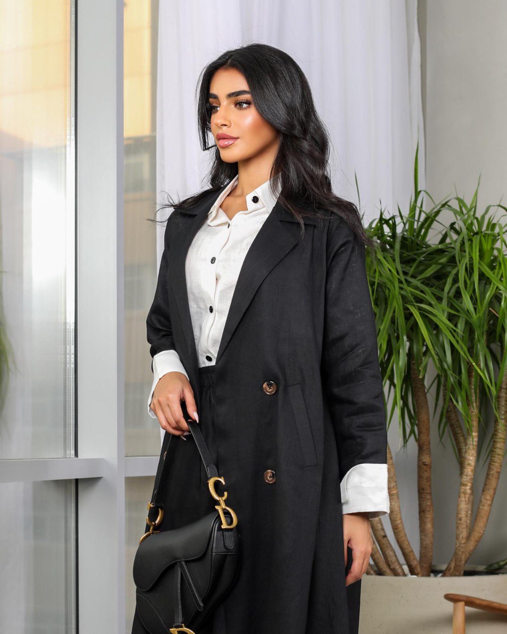 Linen Blazer C:6459BLACK