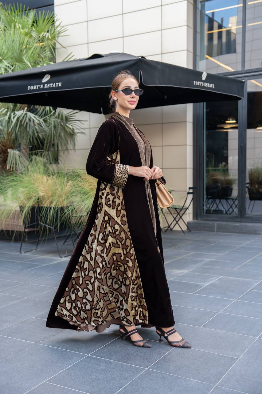 Brown velvet abaya . C:6696