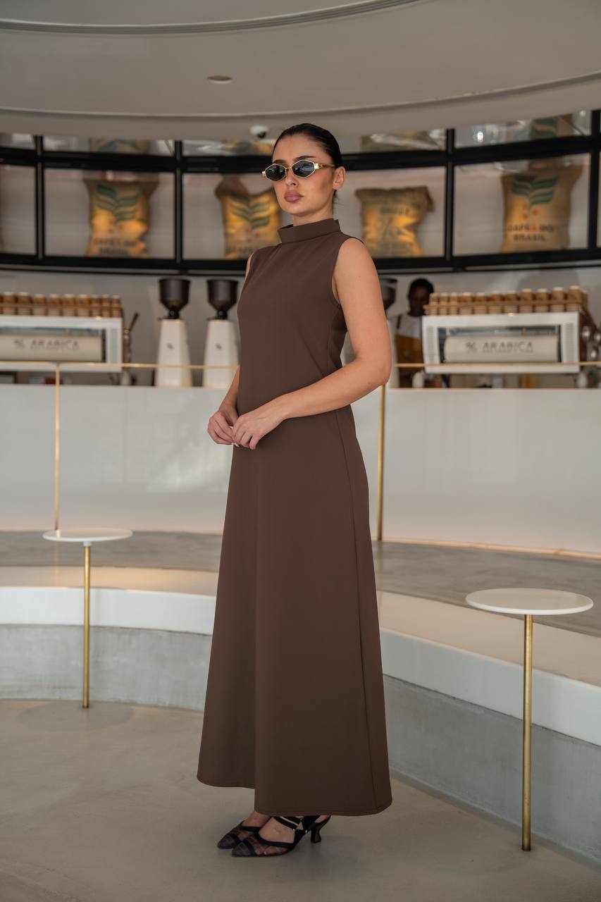 Brown crepe dress.C:217