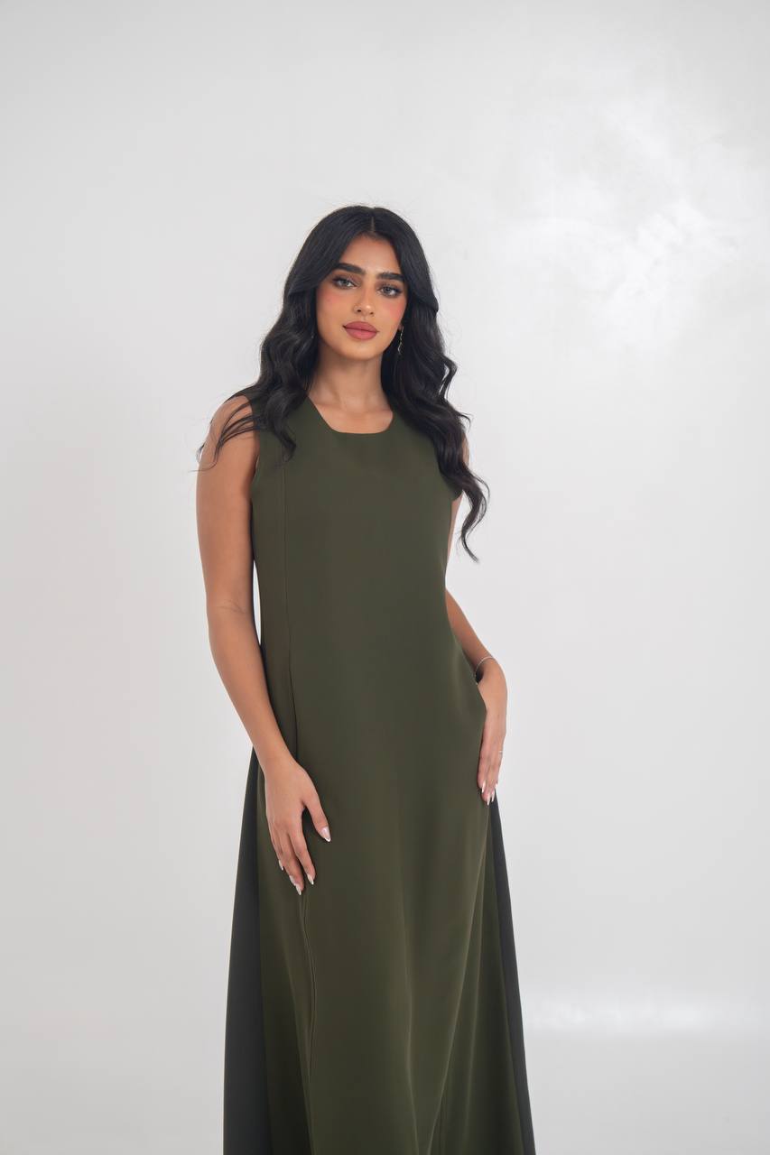 crepe dress in olive green. C:197 Olive Green
