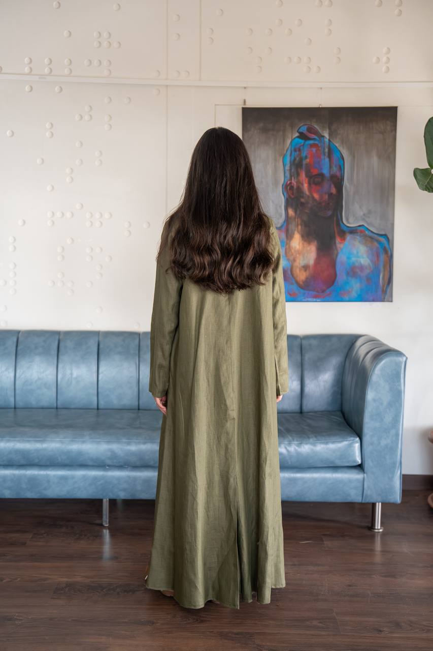 عباية بخام اللينن باللون الاخضر .C: 6777