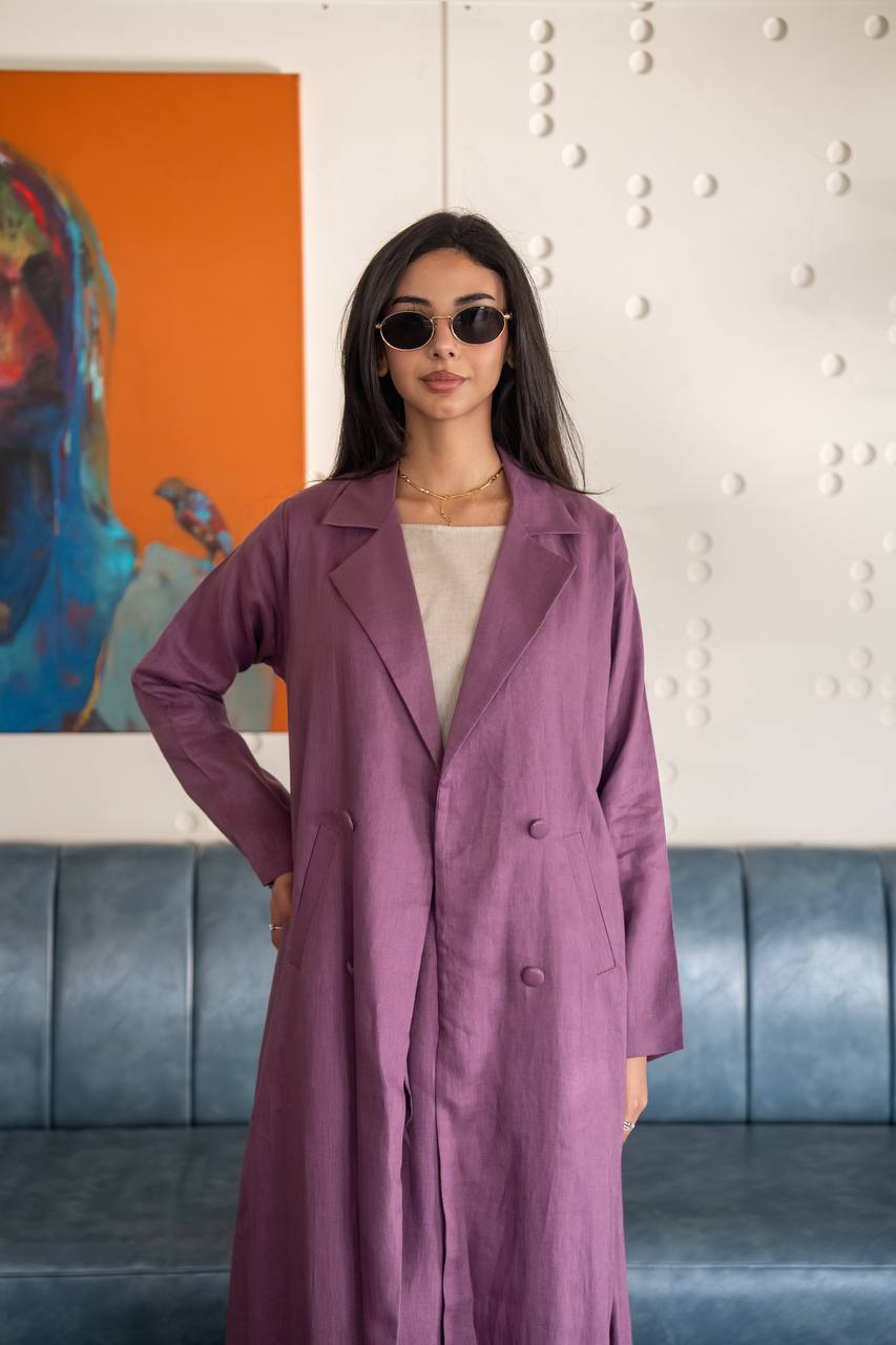 Purple Linen Abaya. C: 6779