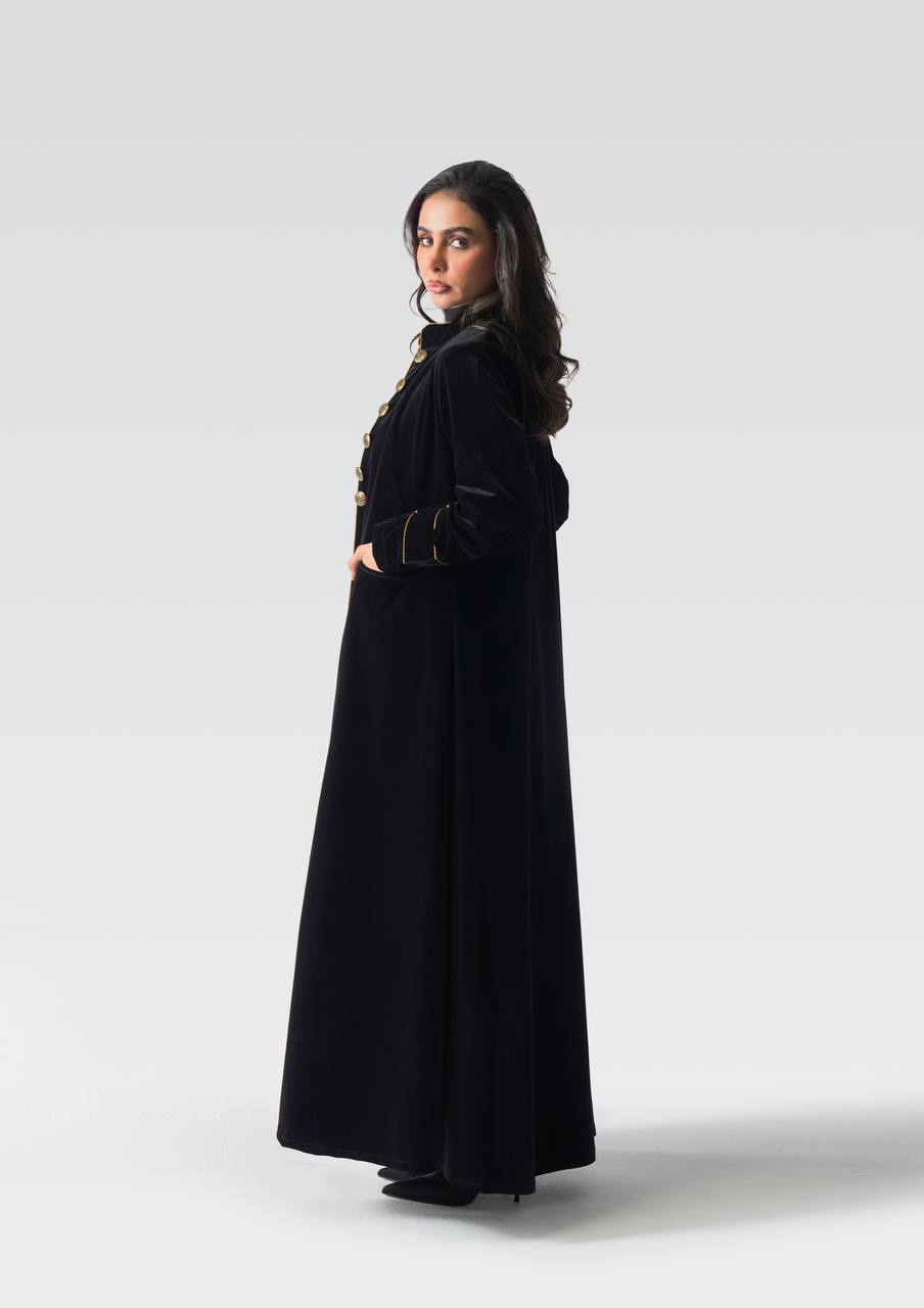 Black velvet abaya.C:6836 Black