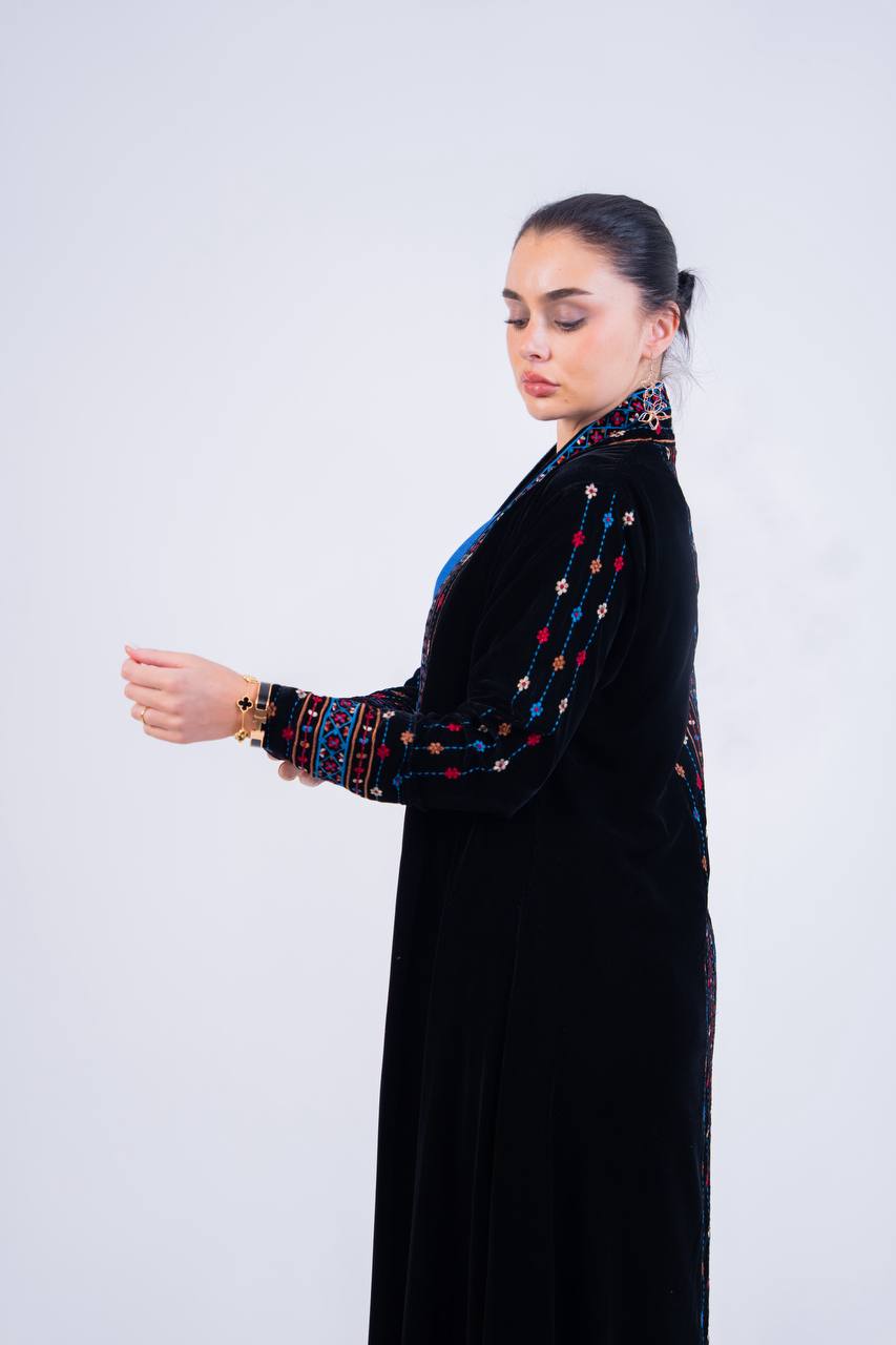 Embroidered velvet abaya.C:6851