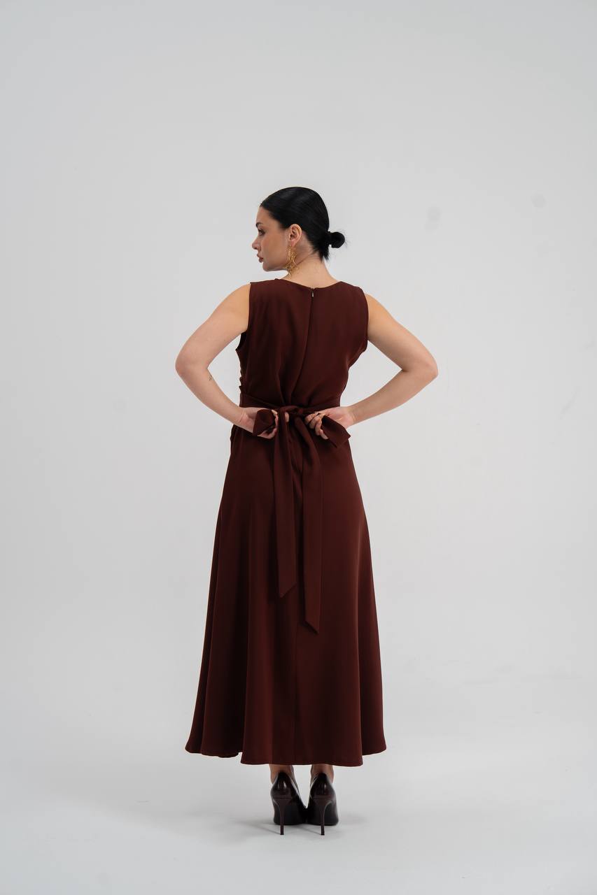 brown crepe dress. C:226
