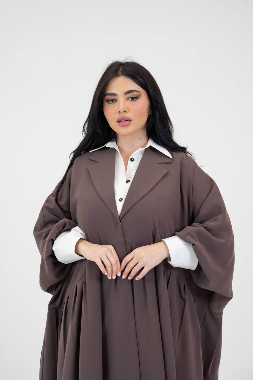crepe abaya in brown. C:3034