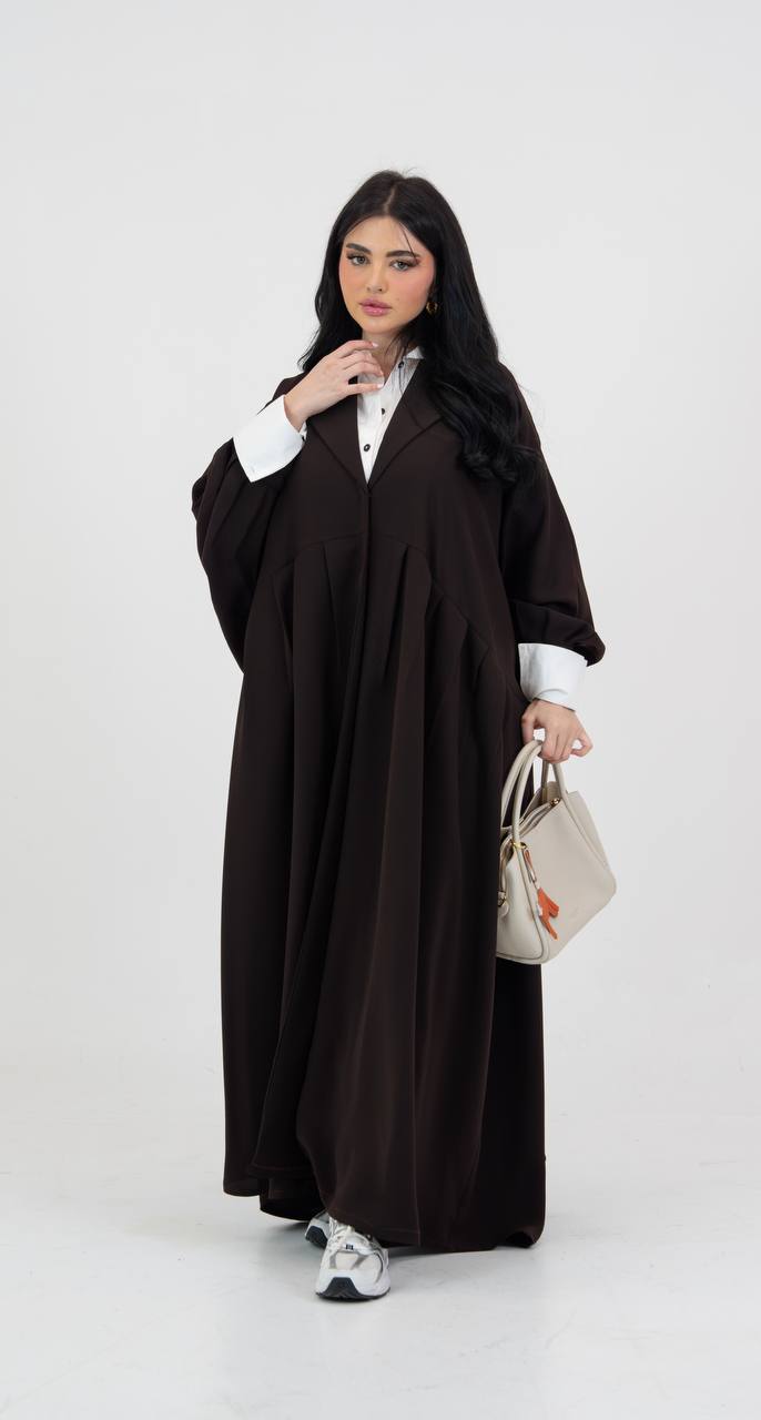 عباية كريب باللون البني الغامق .C:3034