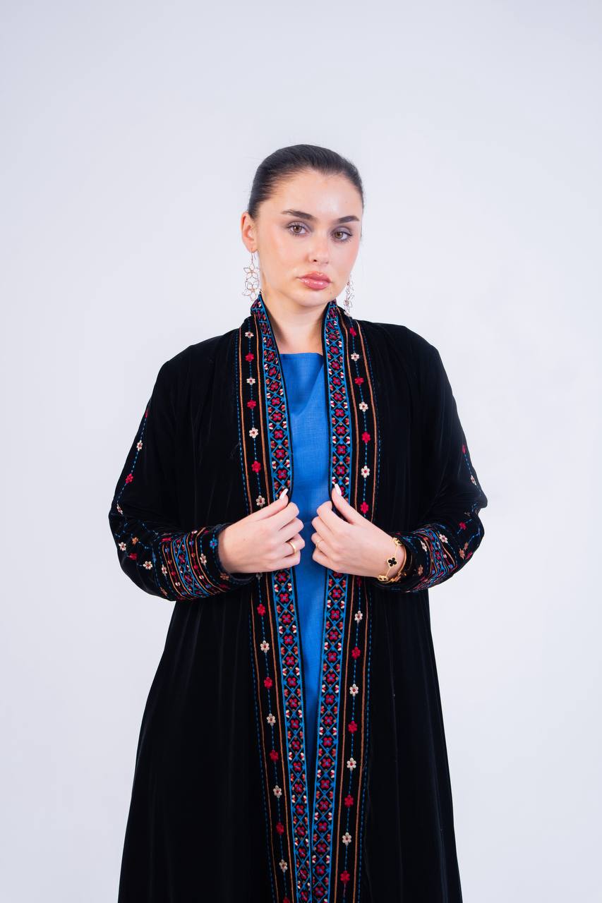 Embroidered velvet abaya.C:6851