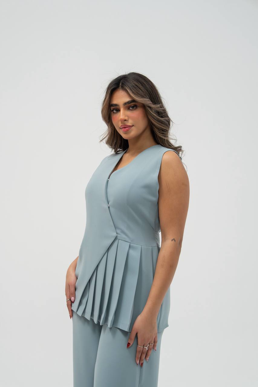 Vest and trousers set, sky blue crepe. C:232