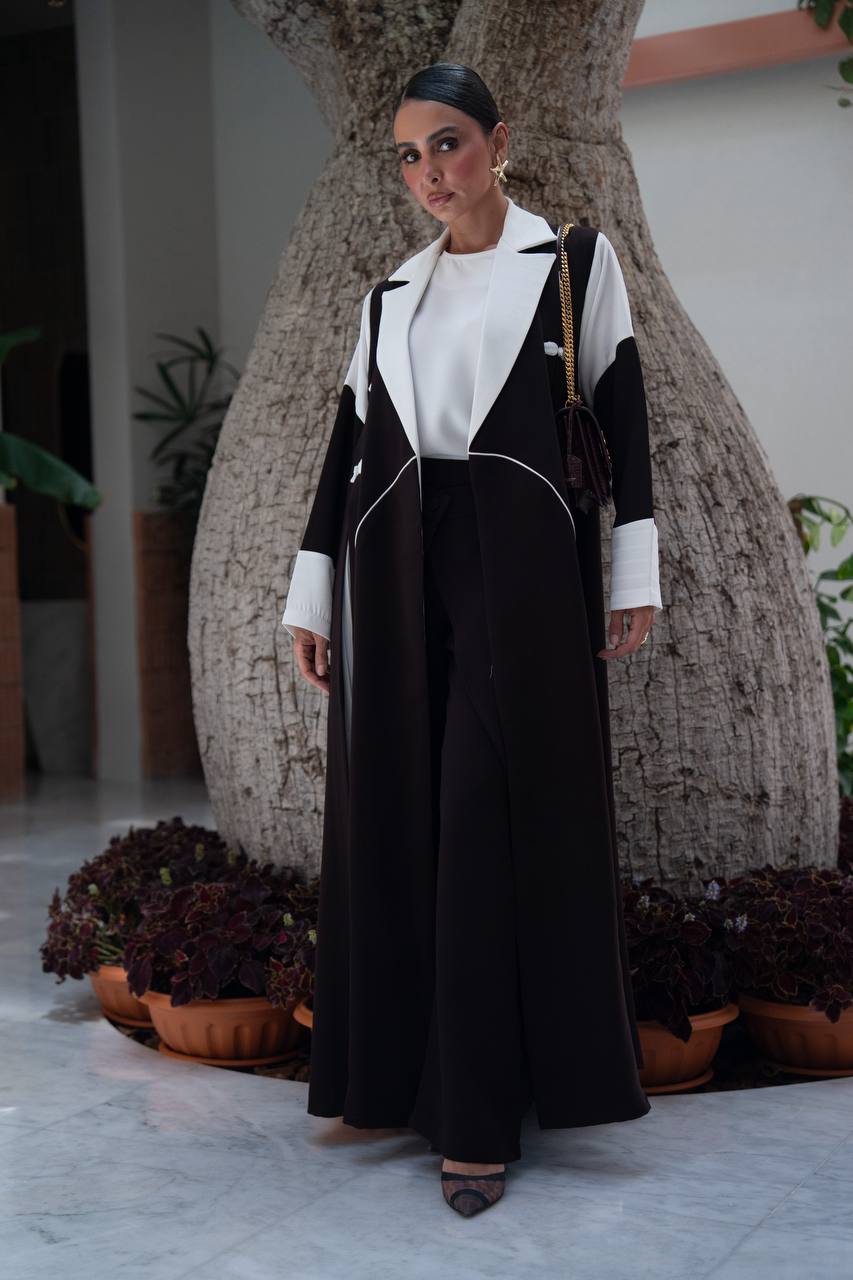 Black linen blazer abaya.C:6796