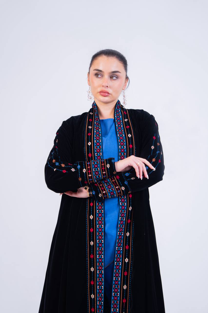 Embroidered velvet abaya.C:6851
