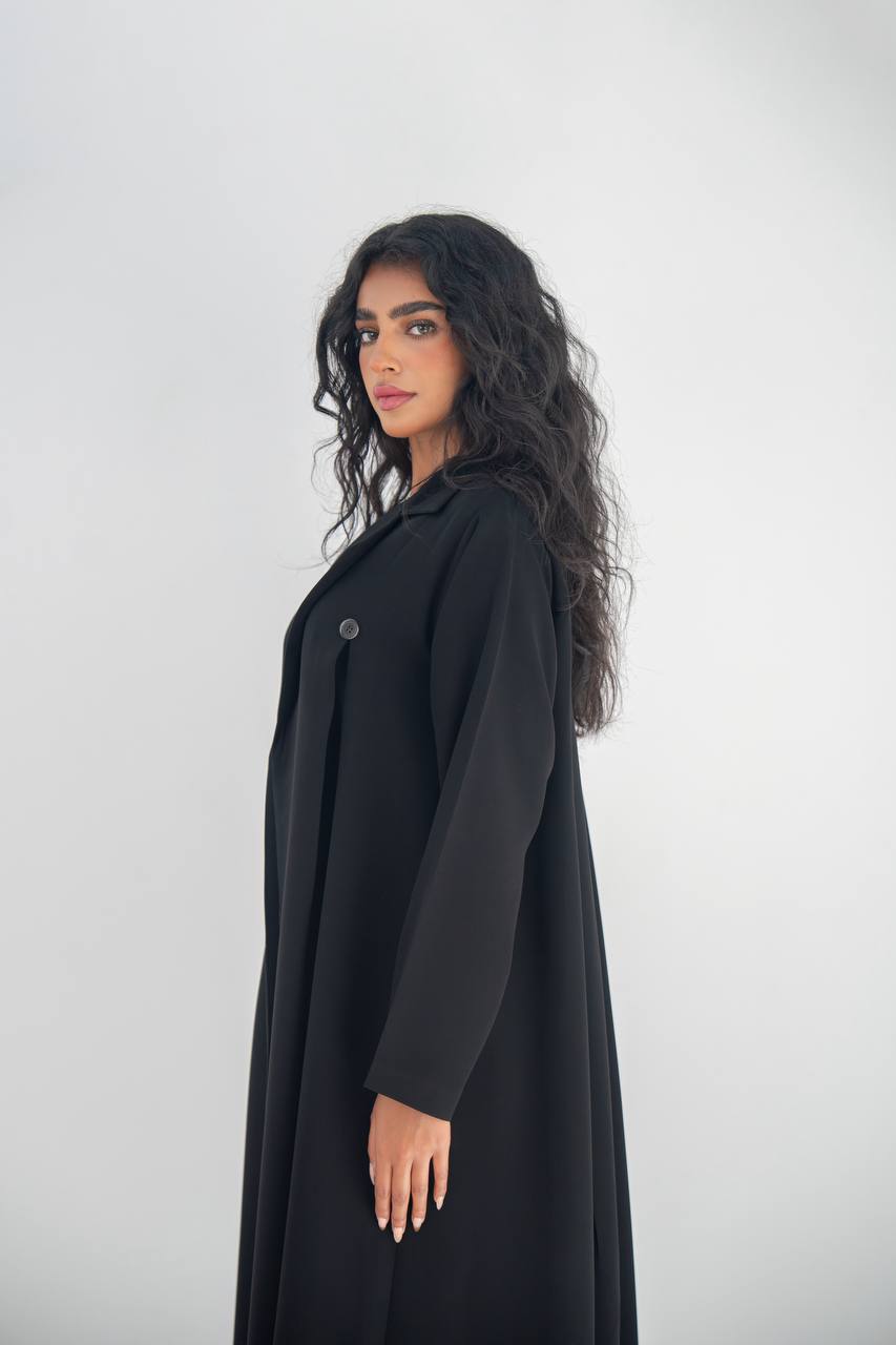 Black crepe blazer abaya with inner set c: 6642 black set