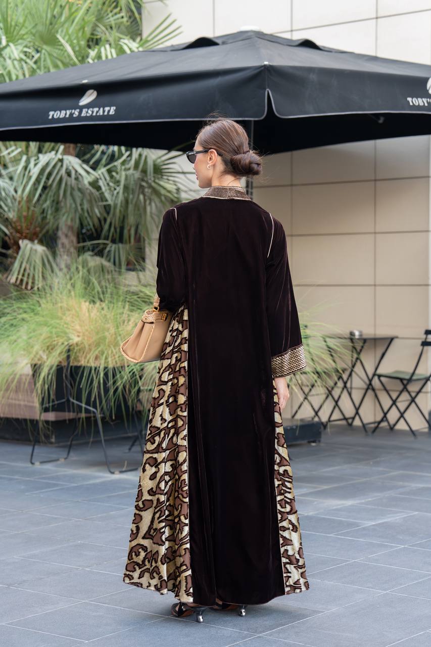 Brown velvet abaya . C:6696