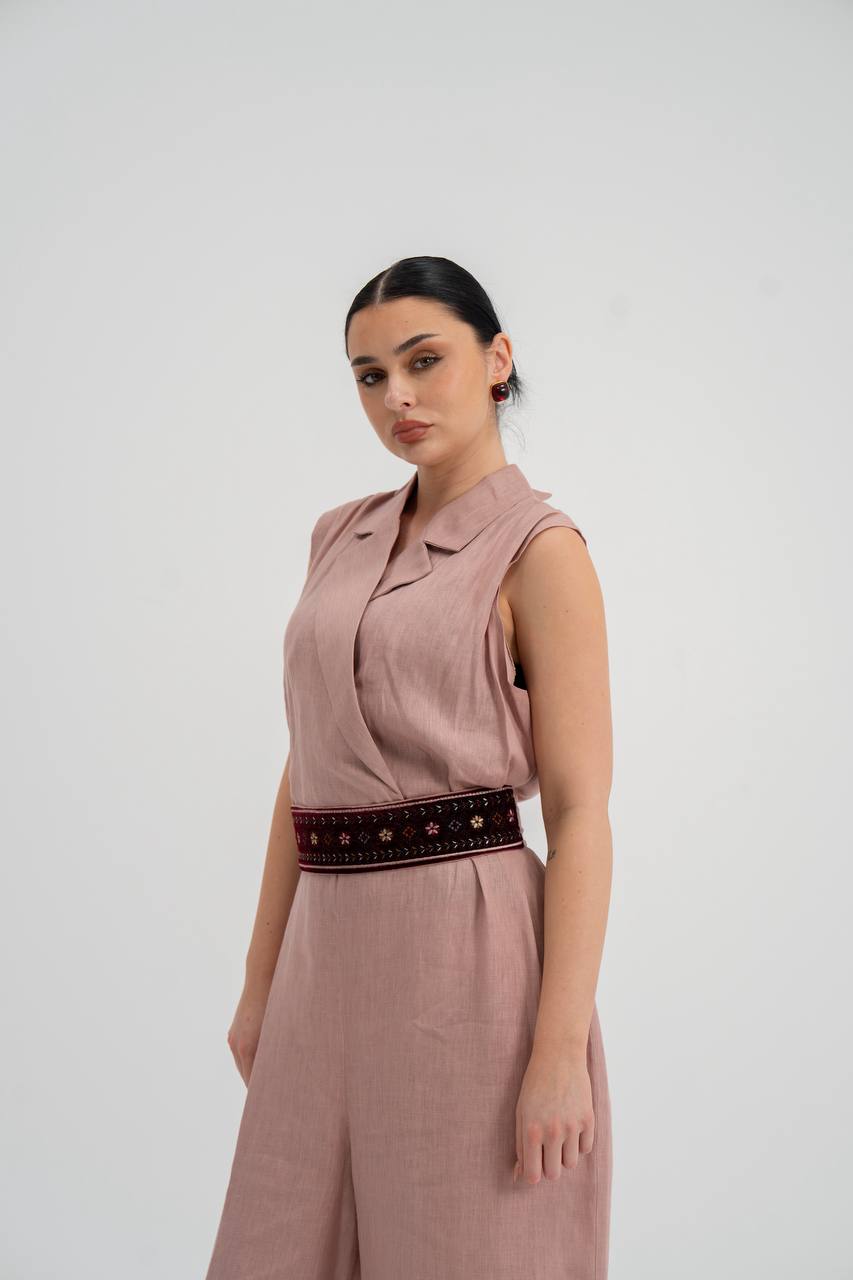 Pink linen jumpsuit.C:228