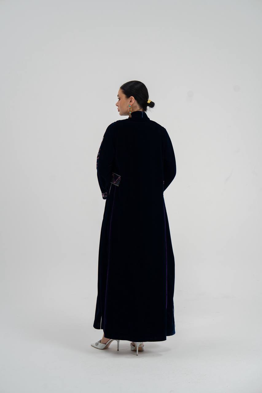 Velvet abaya with  unique embroidery. C:6709