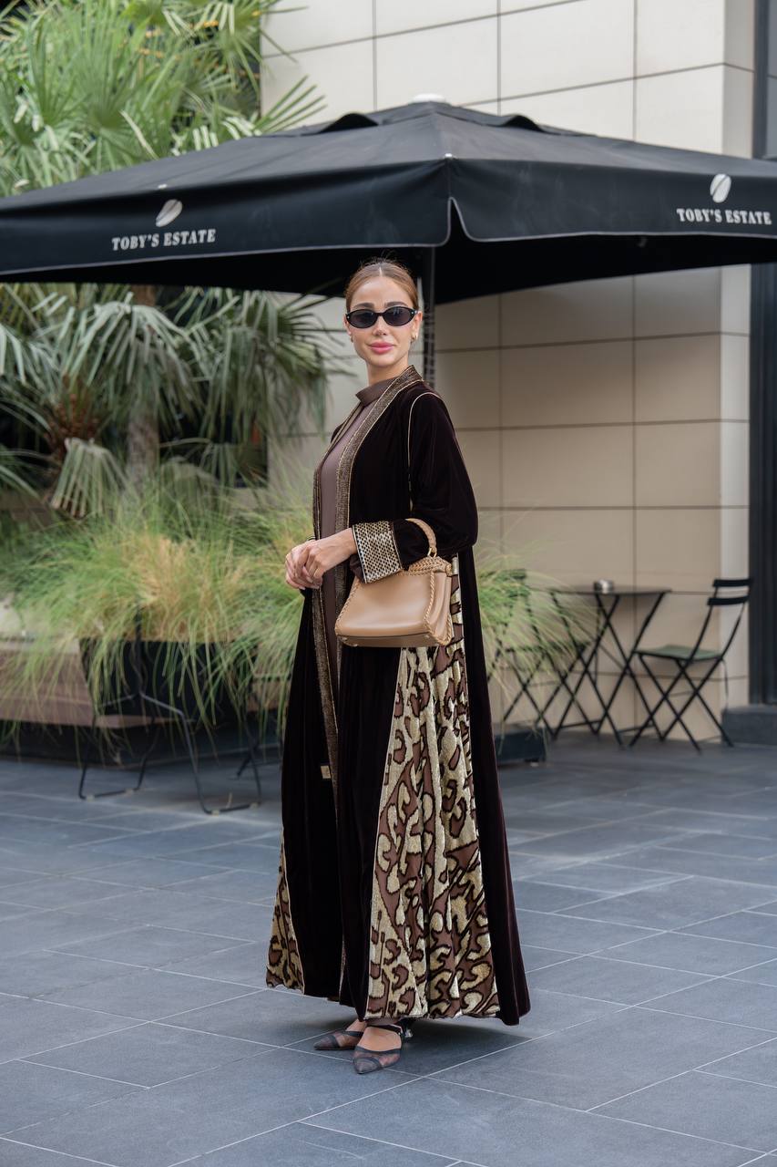 Brown velvet abaya . C:6696