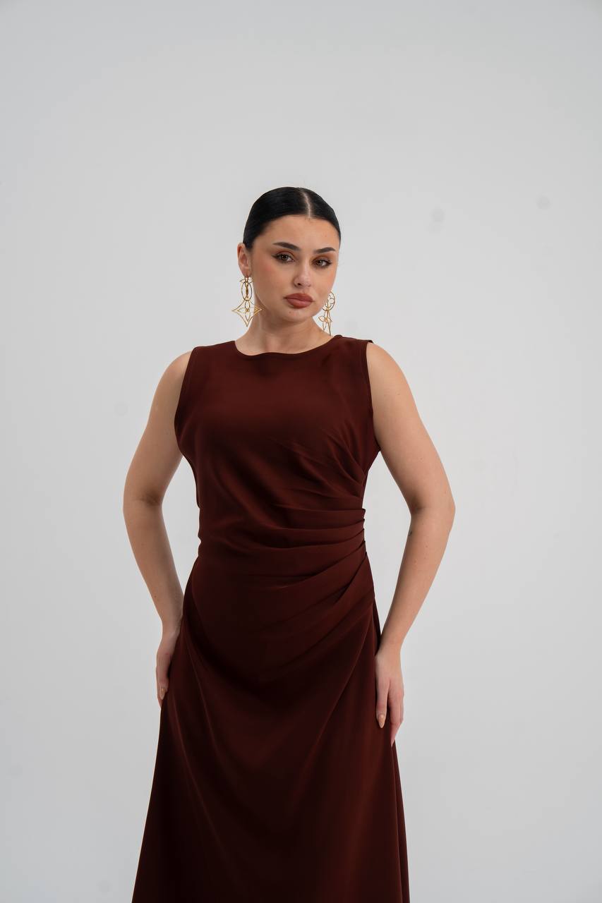 brown crepe dress. C:226